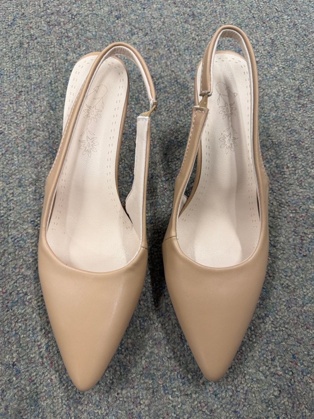 Madison & Bloom Orthopedic Slingback Pointed-Toe Pumps in Beige